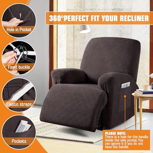 VANSOFY Oversized Stretch Recliner Chair Cover, Chocolate, 1 Seater