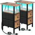 LOAKEKEL Narrow Nightstand with Charging Station, End Tables Living Room