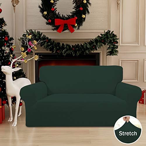 Easy-Going Stretch Loveseat Couch Covers Washable Dark Green