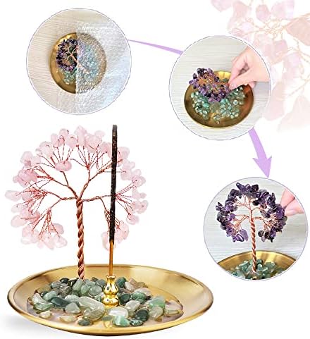 Incense Holder for Sticks, Healing Crystal Stone Money Tree Incense Burner, Ash Catcher for Yoga, Meditation and Home Decor