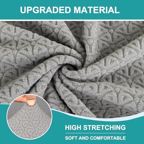NILUOH Stretch Club Chair Slipcover 2-Piece Set for Barrel & Tub Chairs, Soft Armchair Cover - Removable Washable Furniture Protector, Living Room Armchair Cover,Light Grey