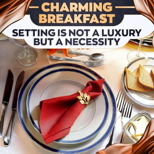 20 Pcs Gold Napkin Rings with Leaf Design, 1.38 Inch Inner Diameter