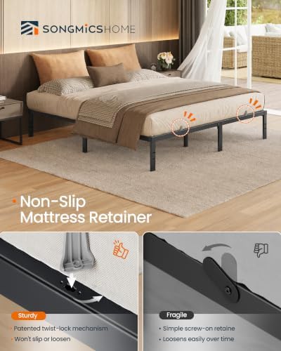 SONGMICS HOME King Metal Bed Frame, Under-Bed Storage, Load 1100 lb