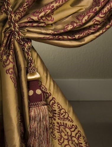 DÉCOPRO Exquisite Hand Crafted Curtain & Drapery Tassel Tieback Tassel Length 12" 32" Spread (Style# TBBL1) Autumn Leaves Red #5716 (Burgundy Red Apple Green Light Gold) Sold Individually