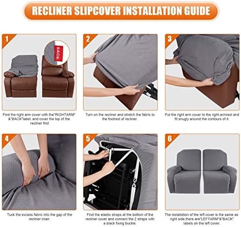 VANSOFY Oversized Stretch Recliner Loveseat Cover, Light Gray, 2 Seater