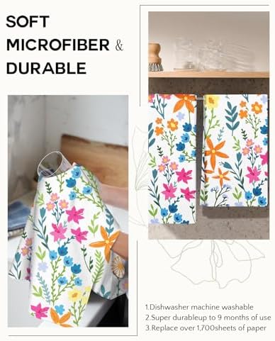 Miss Adola Cute Kitchen Towels Set of 2, 18 x 26 Inch, Little Flower