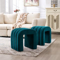 Teal Velvet Ottoman Stool Set of 2, Cute Backless Vanity Stool Chair