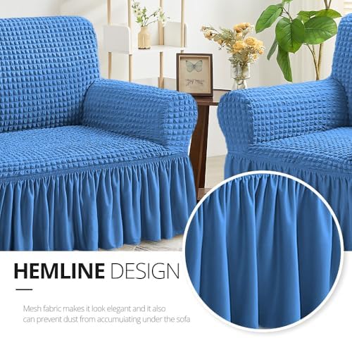 NICEEC Sofa Covers Blue Couch Cover Stretch Sofa Slipcovers with Skirt