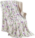 Soft Fleece Throw Blanket, Elegant Floral Wild Flowers Pink Purple, 50x70