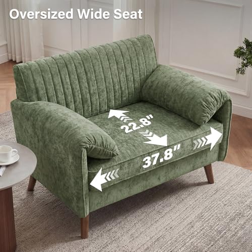 Modern Elegant Oversized Accent Armchair Set of 2, 43.3" Chenille, Green