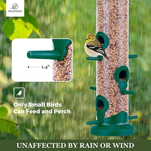 Kingsyard 2 Pack Tube Bird Feeders for Outdoors Hanging, Premium Hard Plastic Bird Feeder with 6 Feeding Ports, Weatherproof & Steel Hanger, Attracting for Wild Birds (Green)