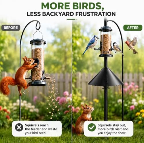 18'' Metal Squirrel Baffle for Round Bird Feeder Pole with Spring