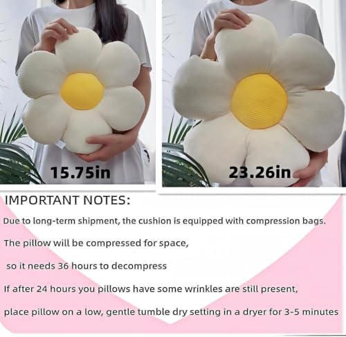 3PCS Flower Pillow,15.75" Daisy Pillow White Purple Coralpink