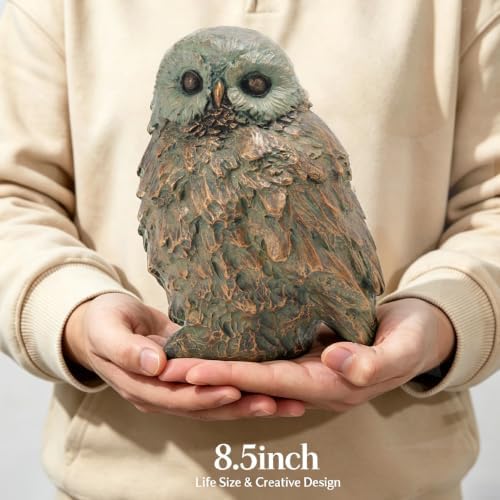 Cynkeyee Resin Rustic Farmhouse Owl Statue
