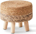 Cpintltr Ottoman Outdoor Sea Grass Stool Poufs Hand Woven Round Foot Stool for Sofa Desk Soft Step Stool Padded Foot Rest Multiple Colors Decorative Furniture Natural/Brown
