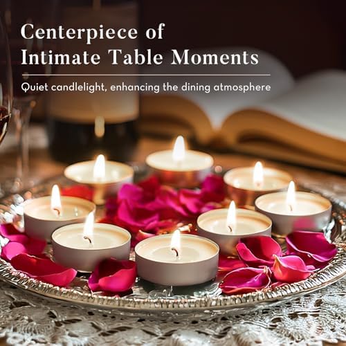 Ashlux 200-Pack Unscented Palm Wax Tea Lights Candles,4.5 Hours Burn