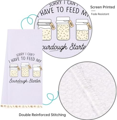 LXOMILL Sourdough Gifts for Women, Funny Kitchen Towels Set of 2, Sourdough Starter Gifts for Bakers, Bread Baking Dish Towels, Cute Kitchen Decor