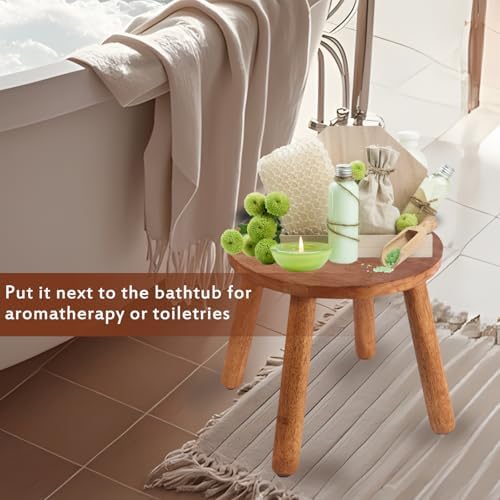 Round Solid Wooden Stool,Plant Stand,Step Stool,Walnut,9.3" H