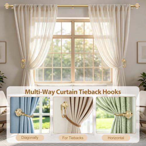 USFOOK Gold Curtain Holdbacks, Decorative Drapery Tiebacks, 2 Pack/1 Pair