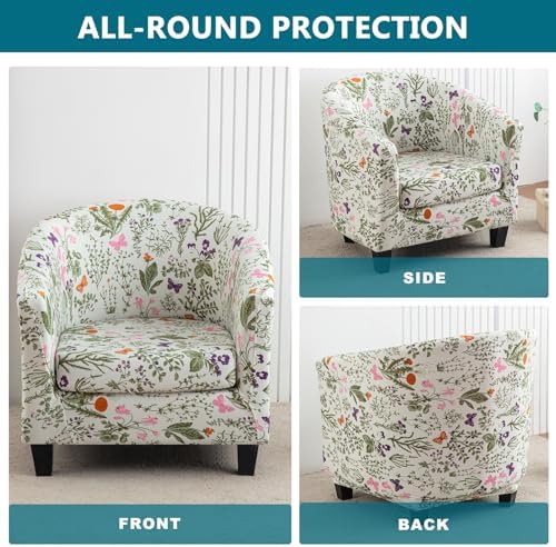 KRFOONN Club Chair Slipcover 2 Piece Stretch Round Barrel Chair Covers, B14