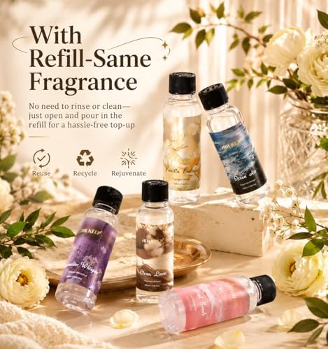 Airkeep Reed Diffuser Set with Refill & 8 Reed Sticks, 6.96 fl oz Lavender Whisper Home Fragrance, Long Lasting Aromatherapy Diffuser for Bedroom, Bathroom & Living Room