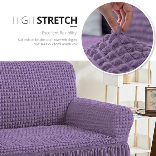 NICEEC Sofa Covers Purple Couch Cover Stretch Sofa Slipcovers with Skirt