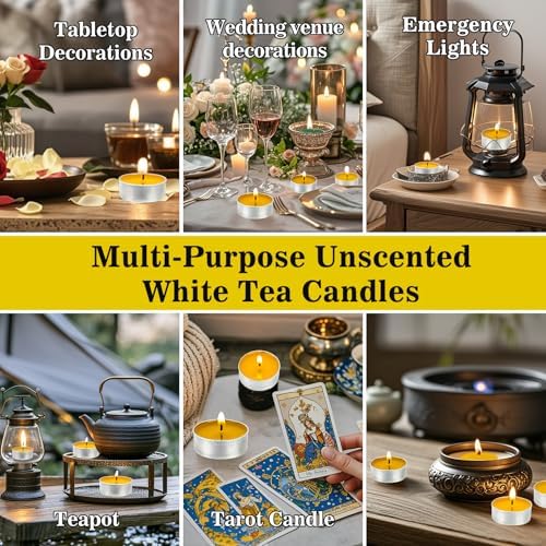 MAQIHAN 25 Pack Yellow Tea Light Candles - Mini Soy Wax Votive Candle Set
