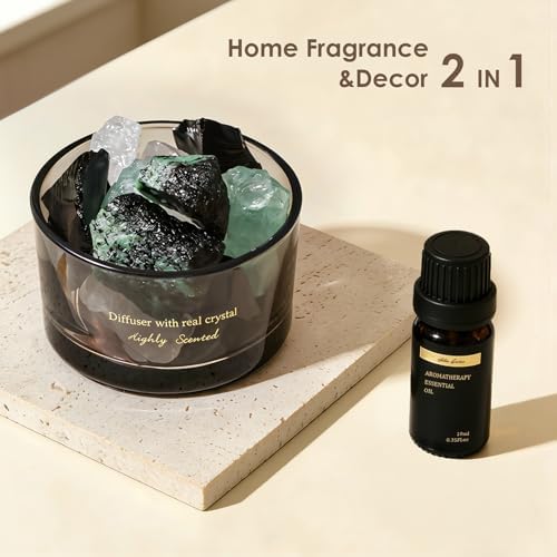Crystal Stone Aroma Diffuser with Essential Oils for Home, Bathroom, Office, Home Decor & Fragrance 2 in 1