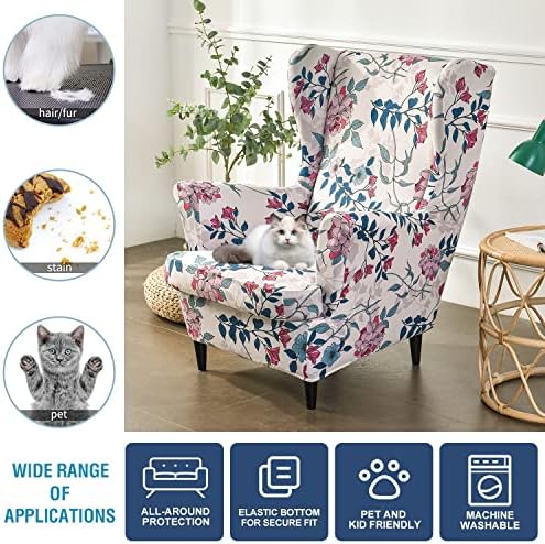 NILUOH Wingback Chair Covers 2-Piece, Armchair Slipcovers for Living Room