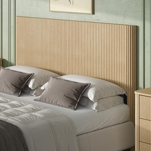 Boho Queen Fluted Headboard Only with Arched Corrugated, Oak