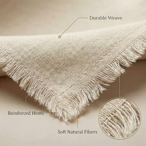 Accent Home Natural Linen Cloth Napkins, Set of 12, 18x18 Inches
