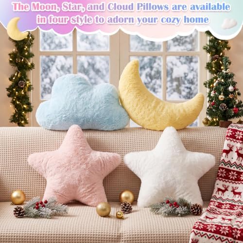 Junkin 4 Pcs Plush Cloud Star Moon Throw Pillow Set, Mixed Colored