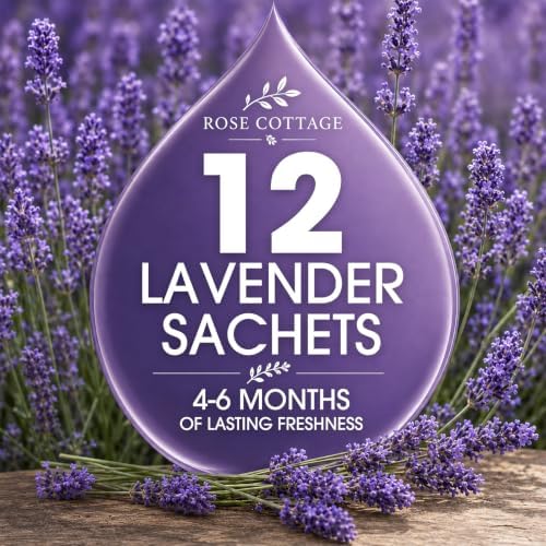 Large 12 Packs Lavender Hanging Scented Sachets Long-Lasting Closet Deodorizer Air Freshener Fabric Refresher Odor Eliminator for Drawer Home Fragrance Gift Set