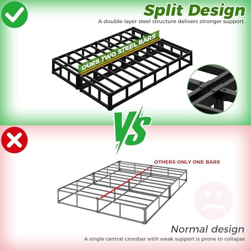 EMODA 10 Inch Split Queen Box Spring Bed Base with Fabric Cover