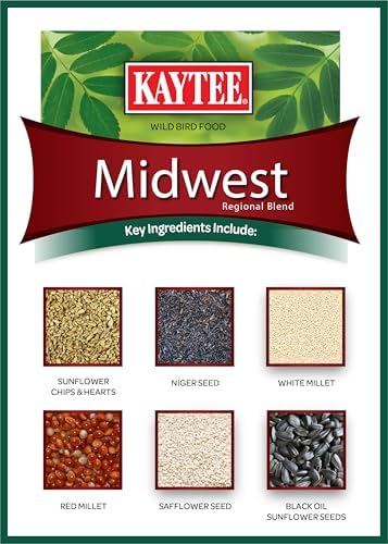 Kaytee Midwestern Regional Seed Blend for Cardinals, Finches, Chickadees, Woodpeckers and Other Outside Wild Birds, 14 Pound Box