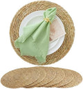Round Woven Placemats 6PCS 13.5in Rattan Chargers Wicker Place mats