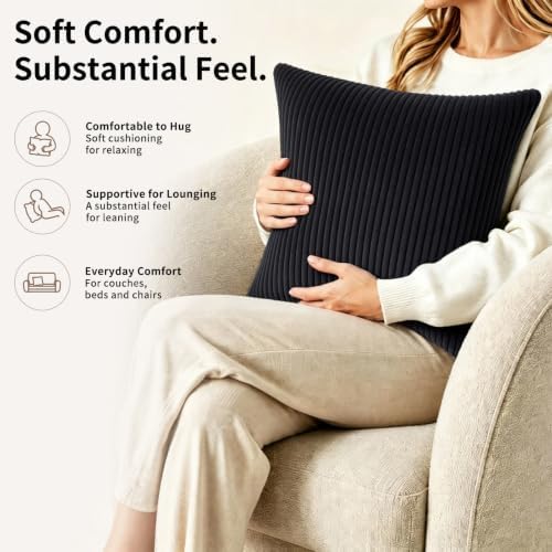 2 Pack 18 x 18 Decorative Throw Pillows with Insert Included