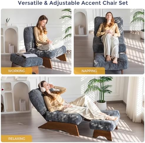 MAXYOYO Accent Chair with Ottoman, Lounge Chair with Adjustable Backrest