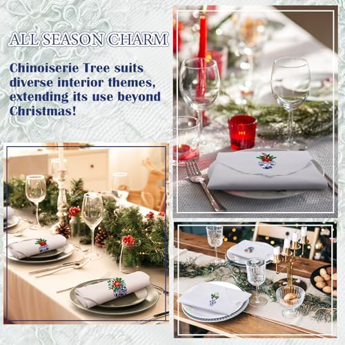 HunnmingRe 12 Pcs Christmas Blue and White Cloth Napkins, 17x17 Inch