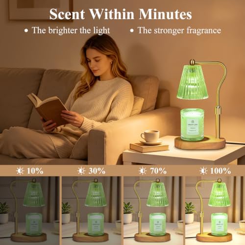 seenlast Green Candle Warmer Lamp with Timer Dimmer Adjustable Height,Birthday Gifts for WomenElectric Wax Warmer Vintage Home Decor for Scented Jar Candles
