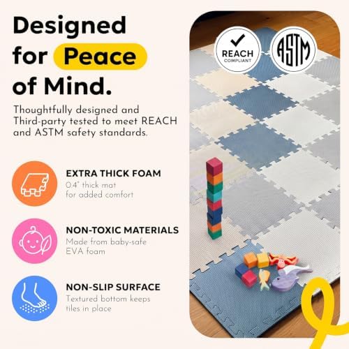 MioTetto Baby Play Mat, Soft Foam Floor Tiles for Kids. Adjustable Interlocking Foam Tiles, Fits with 74x74 Playpen Baby mat for Crawling & Development, Safe & Non-Toxic Playmat for Babies 6-12 Months