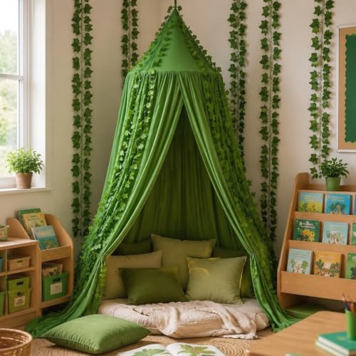 Mindsoft Reading Corner Decoration with Canopy Tent and 6 Ivy Vines