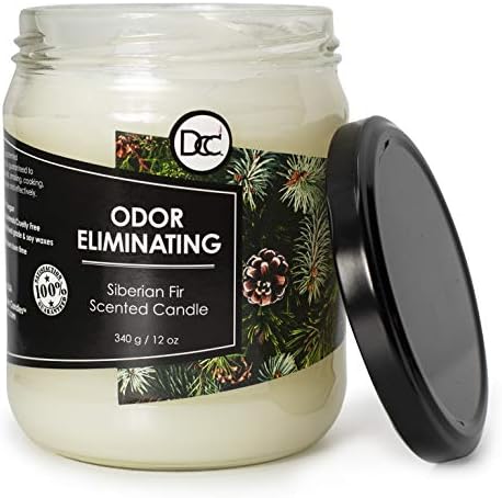 Siberian Fir Odor Eliminating Highly Fragranced Candle - Eliminates 95% of Pet, Smoke, Food, and Other Smells Quickly - Up to 80 Hour Burn time - 12 Ounce Premium Soy Blend