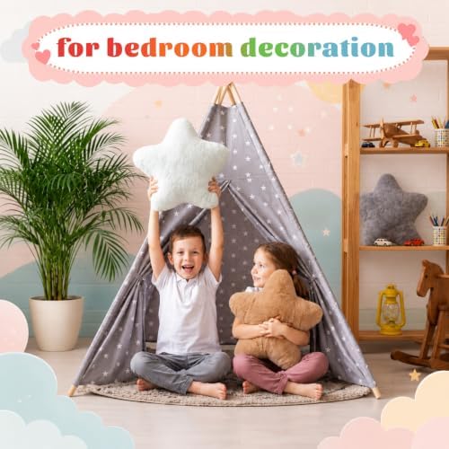Soaoo 5 Pcs Star Fluffy Pillow Star Shape Pillow, Muted Pastel Collection