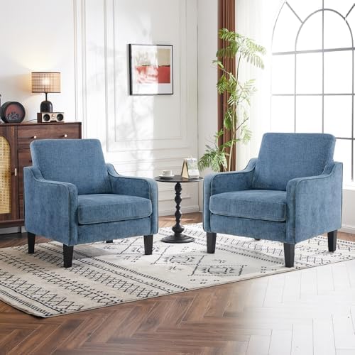 VINGLI Accent Chairs Set of 2, Chenille Upholstered Armchair Living Room