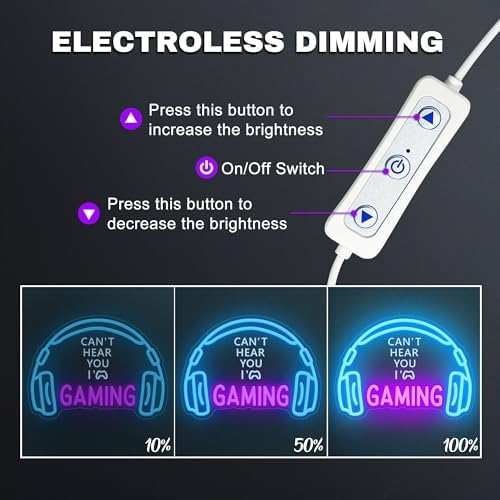 Gaming Neon Sign for Gaming Room, LED Headset Gamer Decor