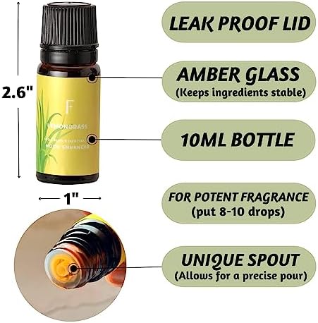 Folkulture Pure Essential Oil | Set of 6 Essential Oils for Diffuser for Home | Oil Diffuser Essential Oil | Summer Essential Oils for Candle Making - Lavender, Eucalyptus