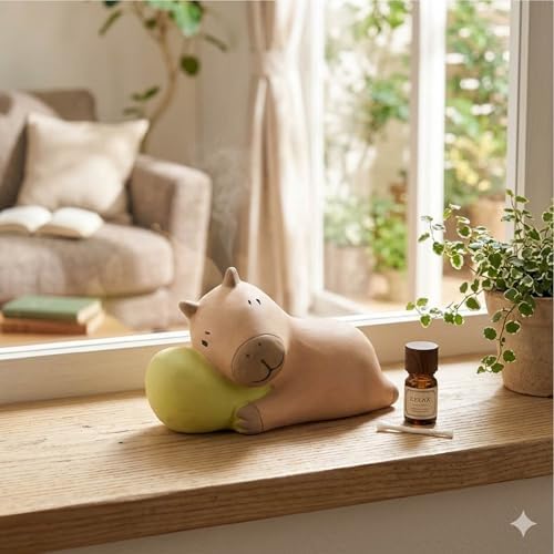 Passive Stone Diffuser, Cute Animal Series Aromatherapy Oil Diffuser for Tabletop Decor (1, Napping Capybara)
