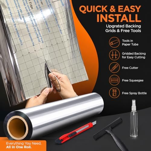 Upgraded One Way Window Privacy Film Sun Heat Blocking, 23.6" x 78.74"