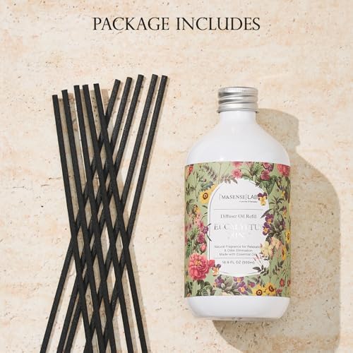 M&SENSE Reed Diffuser Set, Eucalyptus & Mint, 17oz Natural Essential Oil